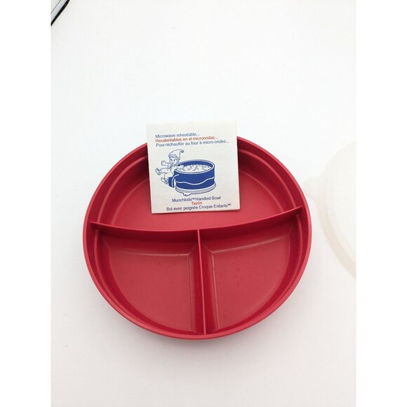 Vintage Tupperware Microwave Reheatable Red Divided Container Sheer Lid - Picture 5 of 7